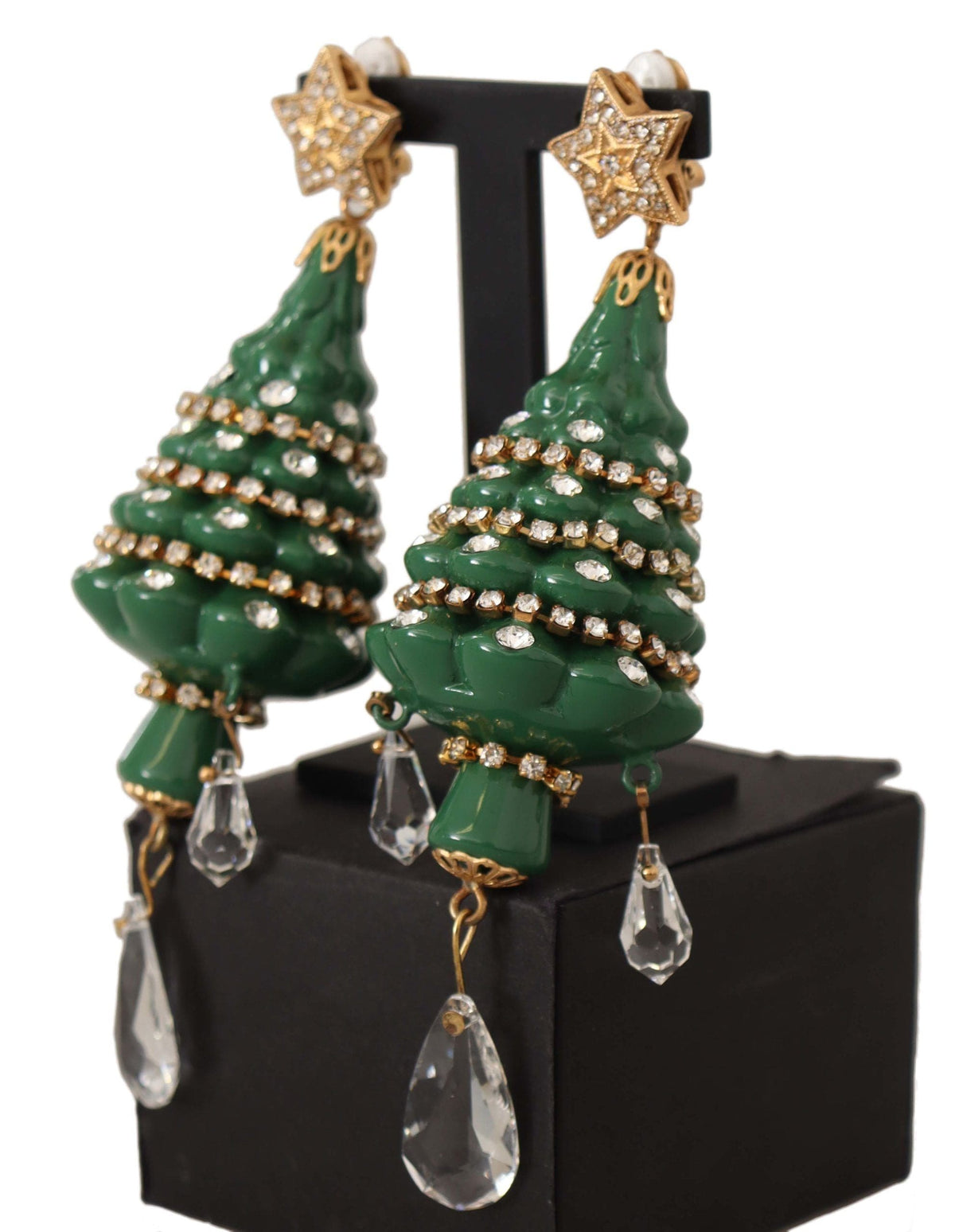 Pendientes de clip con árbol de Navidad de cristal encantador de Dolce &amp; Gabbana