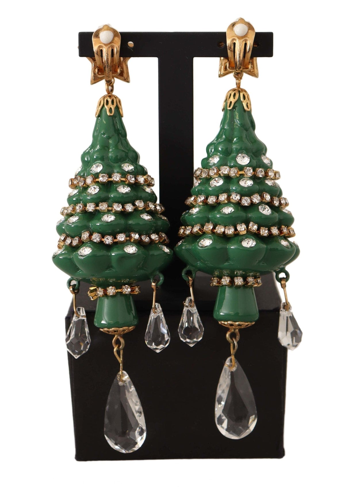 Pendientes de clip con árbol de Navidad de cristal encantador de Dolce &amp; Gabbana