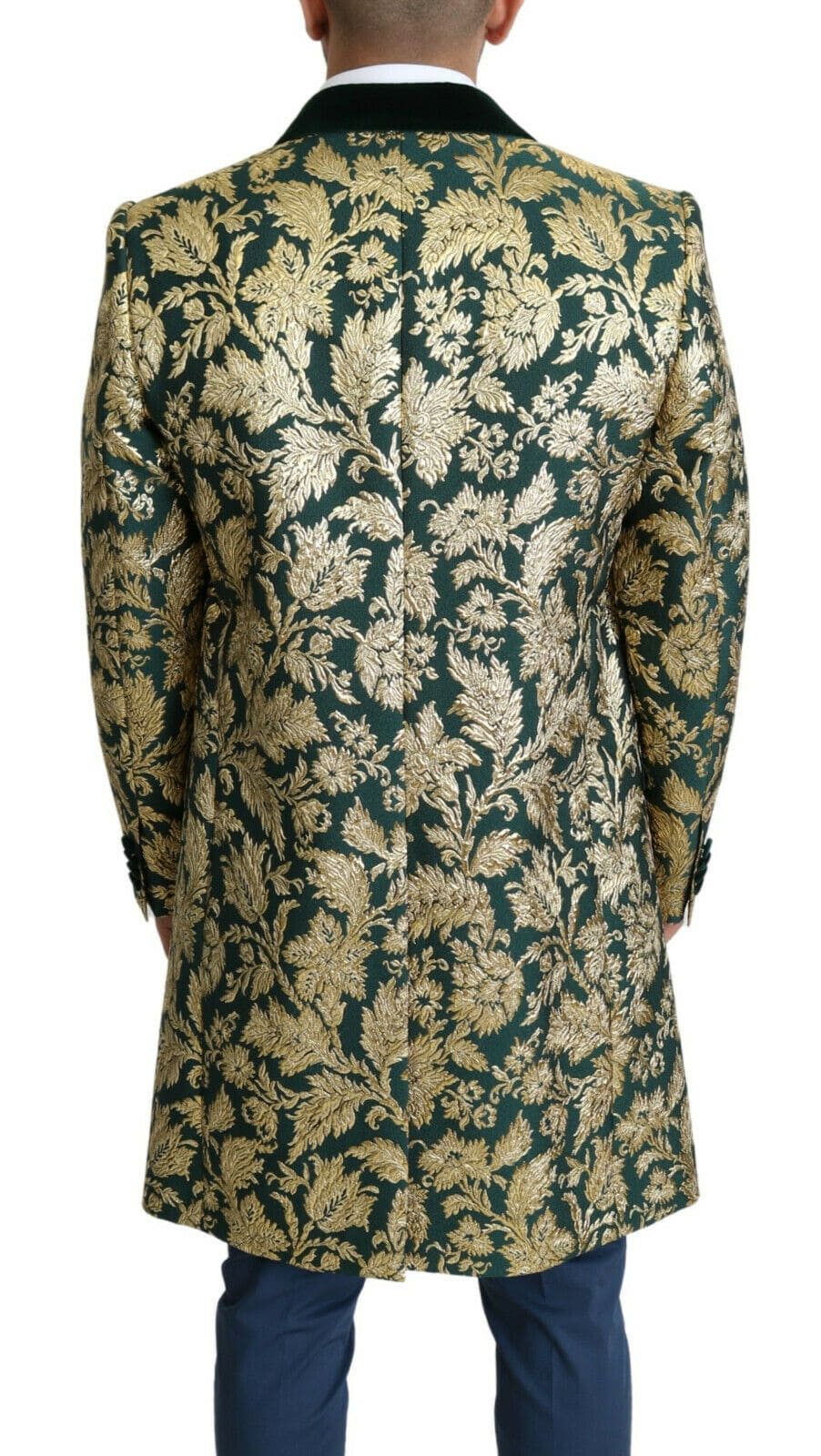 Chaqueta elegante Dolce &amp; Gabbana Sicilia en jacquard verde dorado