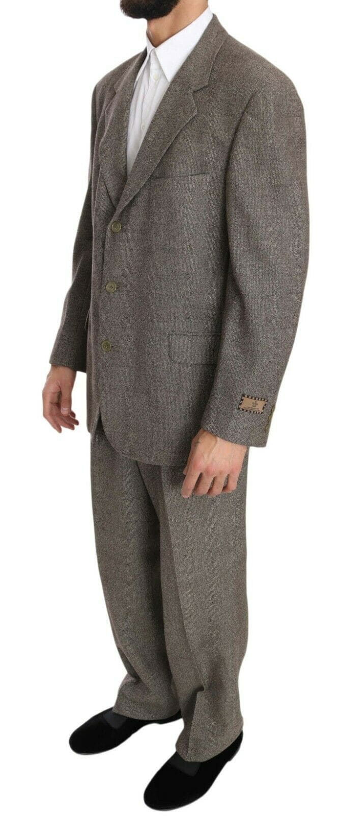 Costume élégant en laine marron clair pour homme Fendi