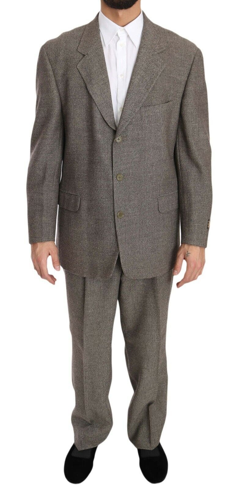 Costume élégant en laine marron clair pour homme Fendi