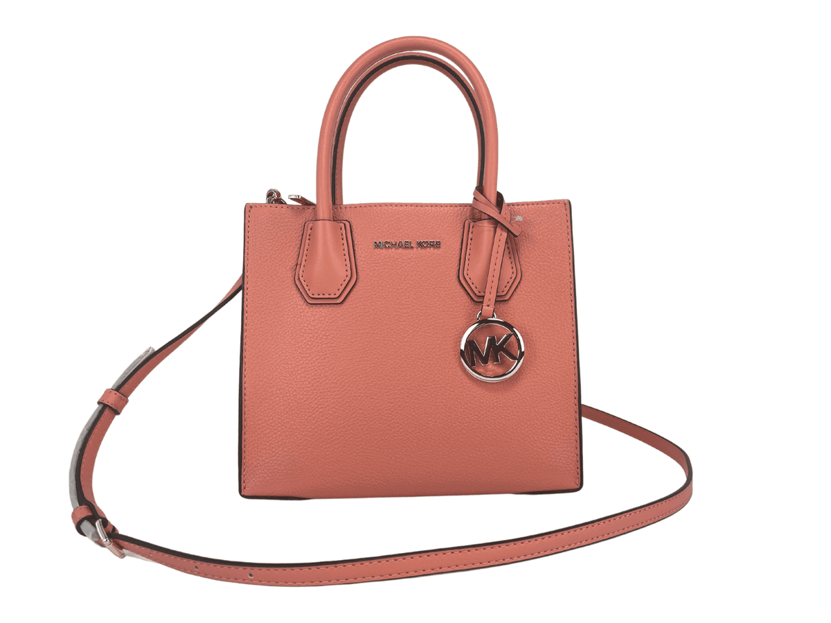 Bolso bandolera tipo mensajero Michael Kors Mercer de piel granulada Sherbet tamaño mediano