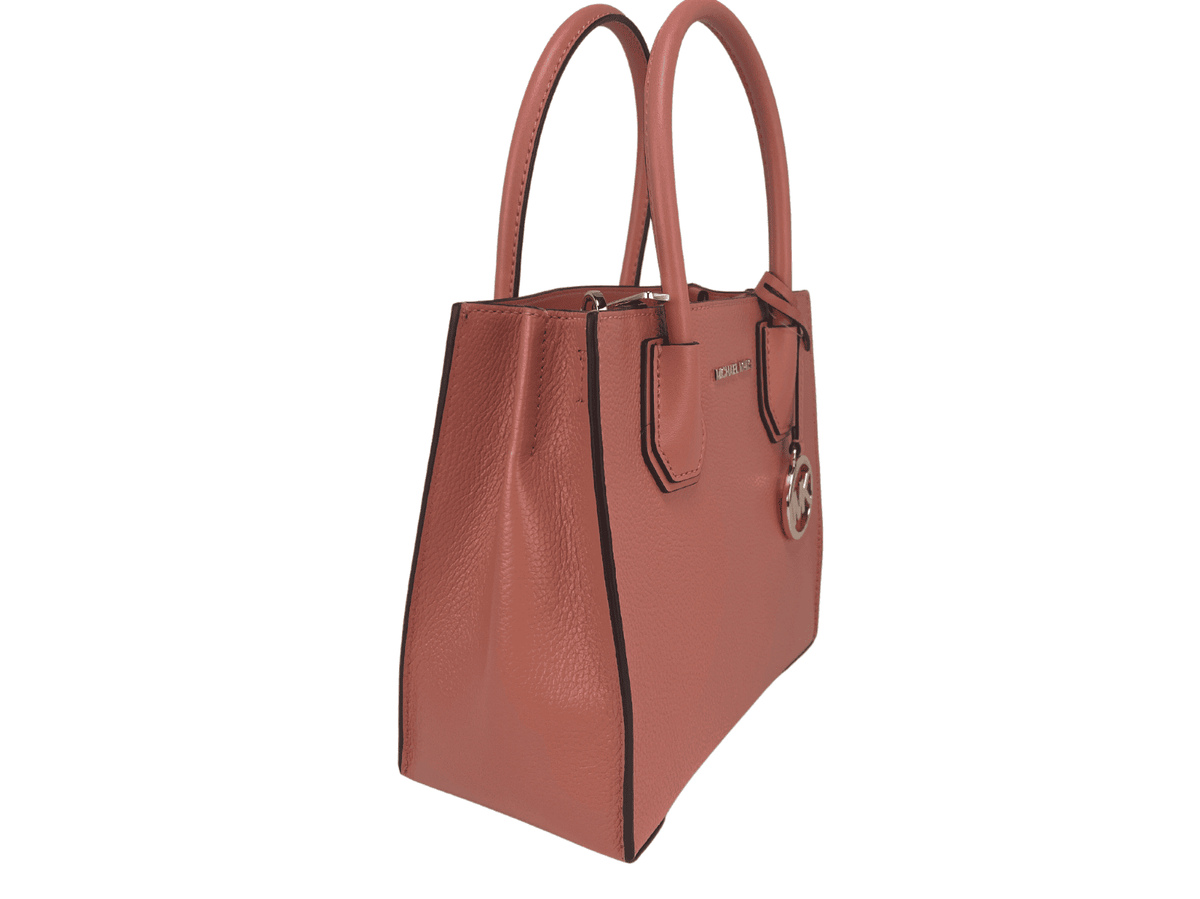 Sac à main bandoulière Michael Kors Mercer Medium Sherbet en cuir galet