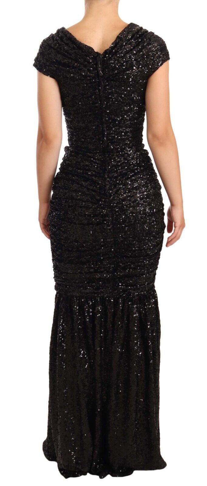 Robe élégante noire à épaules dénudées et sequins Dolce &amp; Gabbana