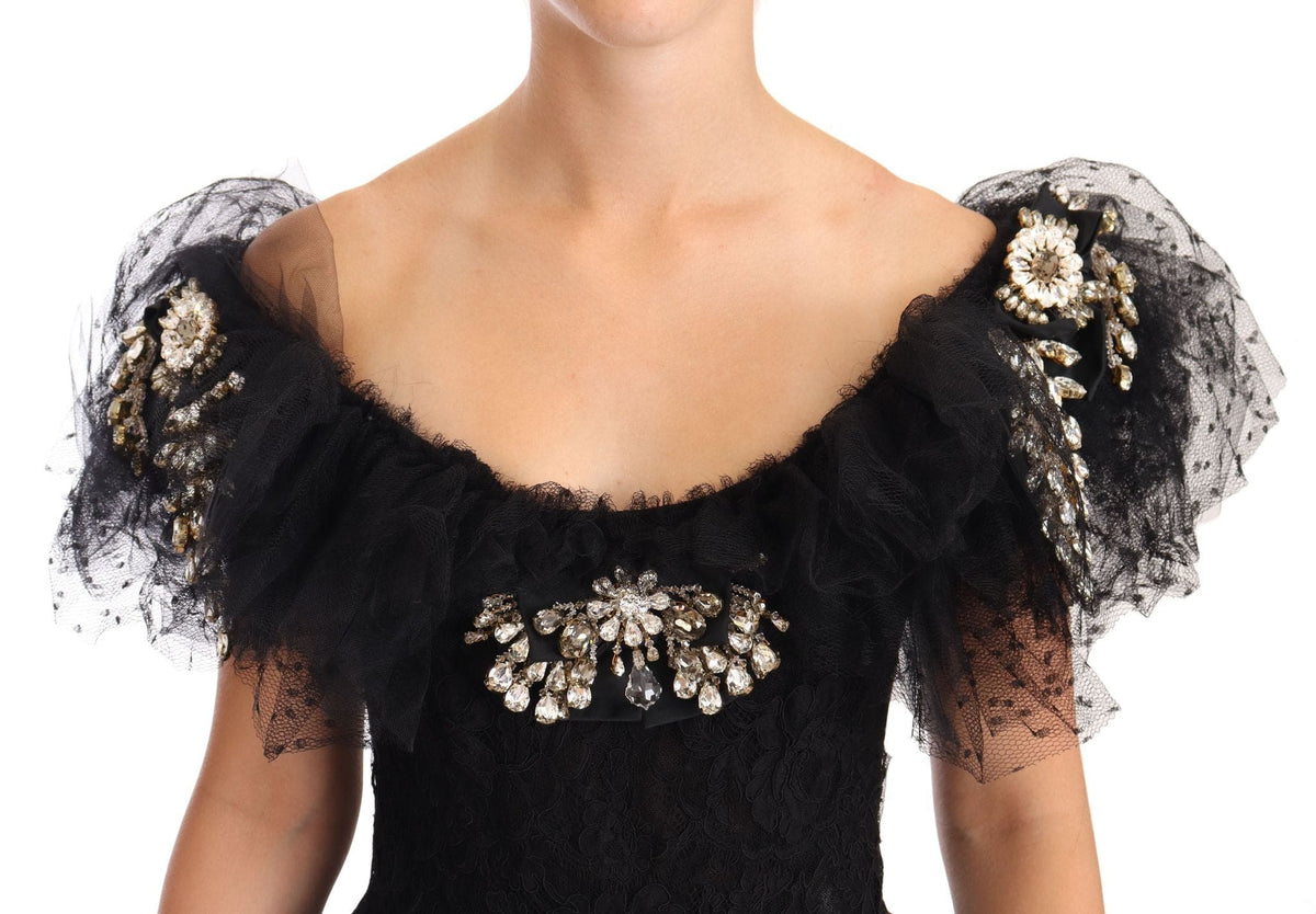 Robe de bal noire ornée de cristaux Dolce &amp; Gabbana