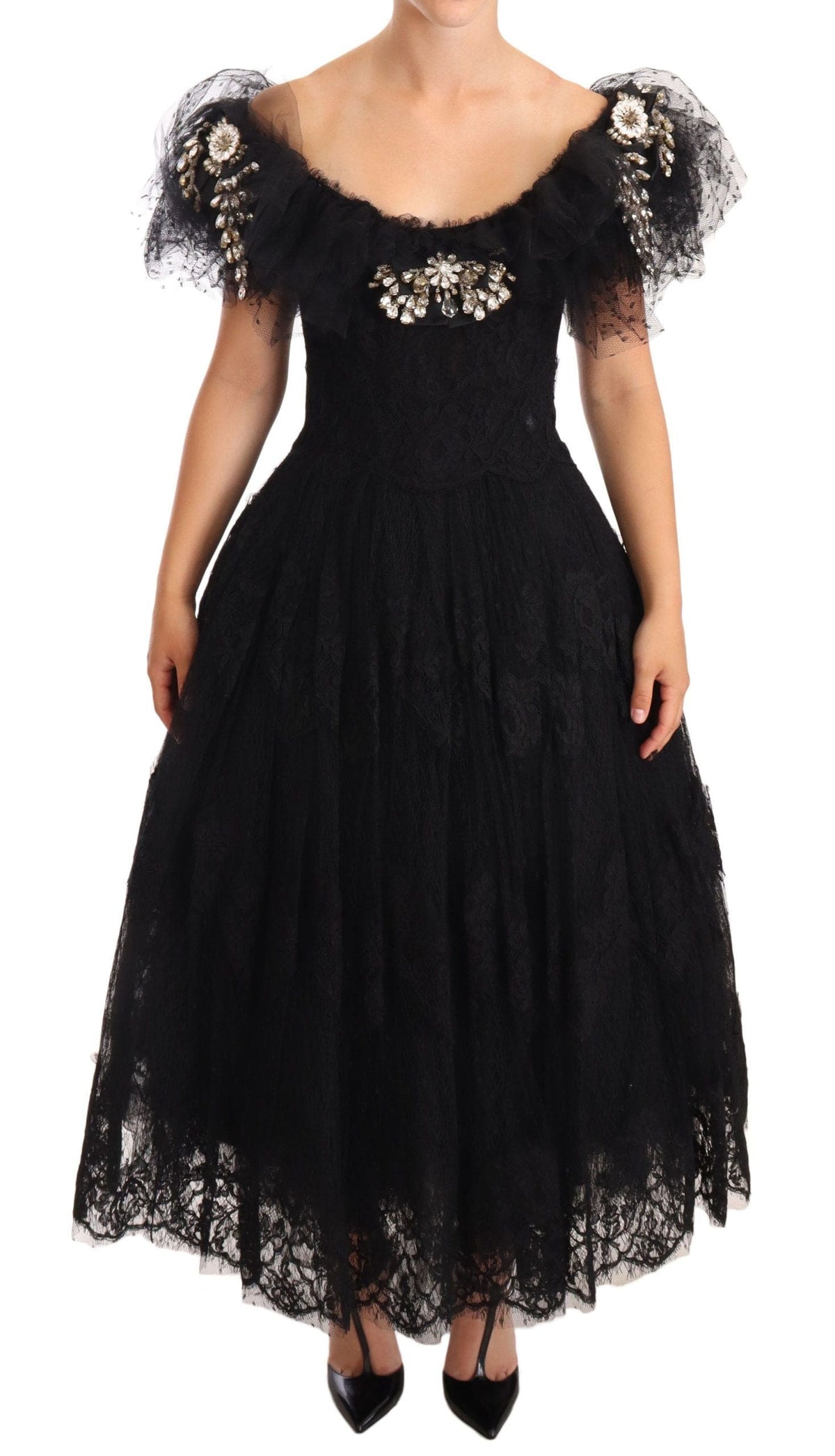 Robe de bal noire ornée de cristaux Dolce &amp; Gabbana