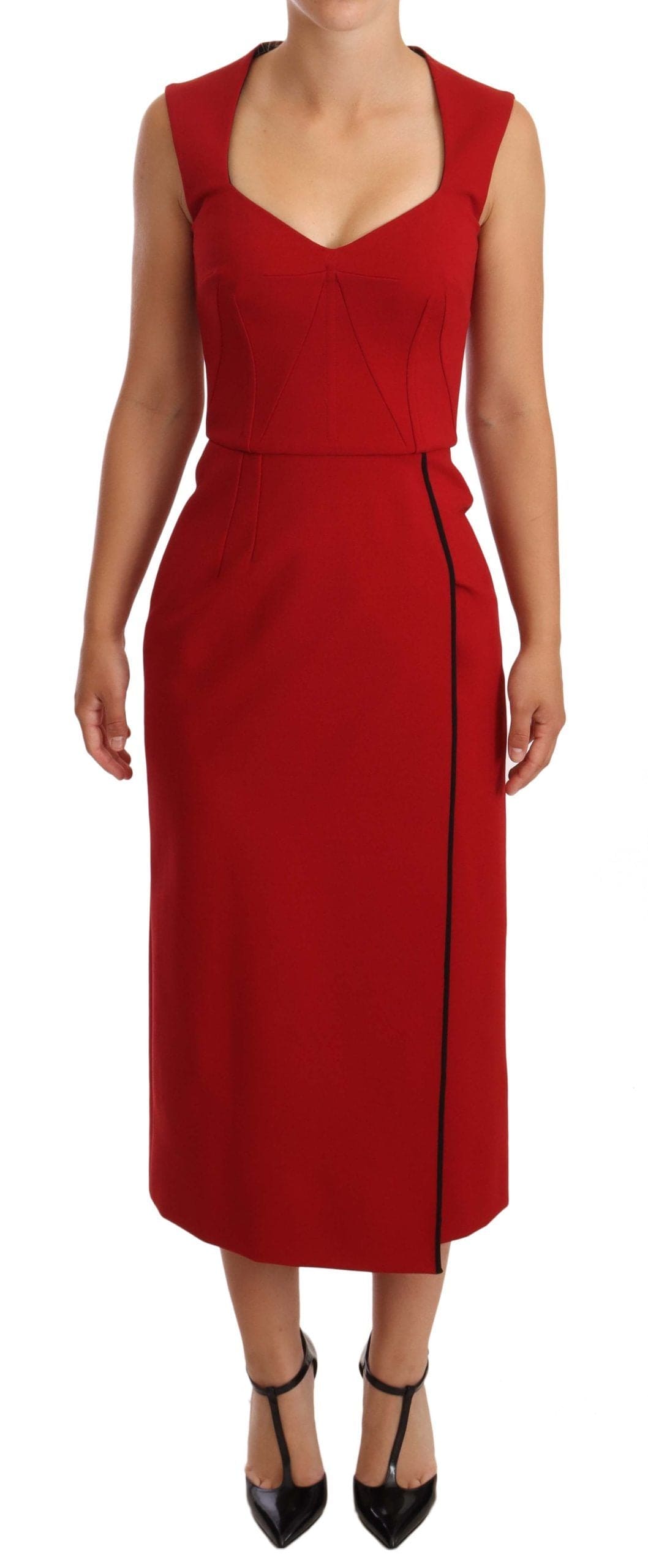 Vestido midi elegante con escote en forma de corazón en rojo de Dolce &amp; Gabbana