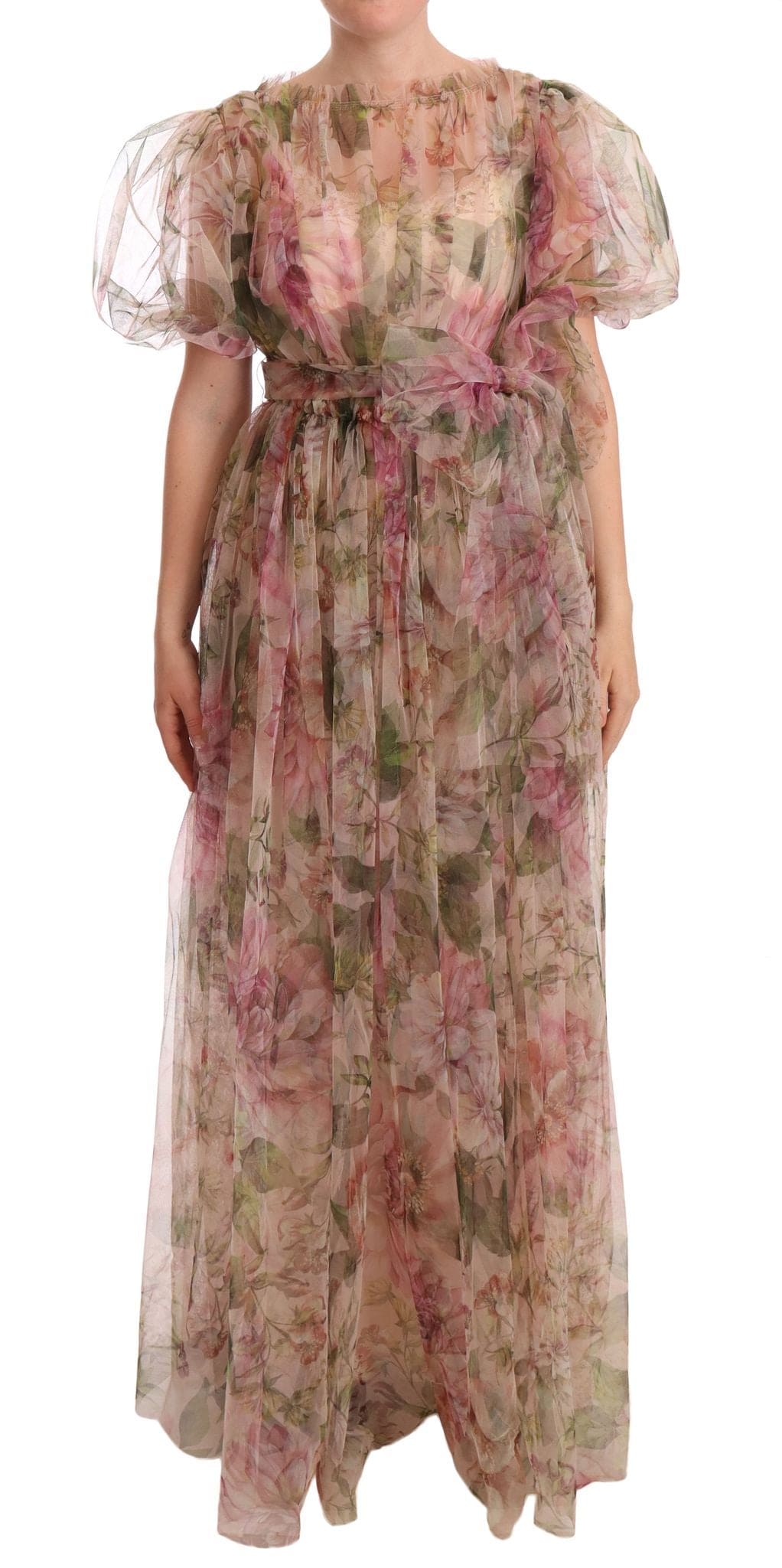 Robe longue en nylon à imprimé fleuri Dolce &amp; Gabbana