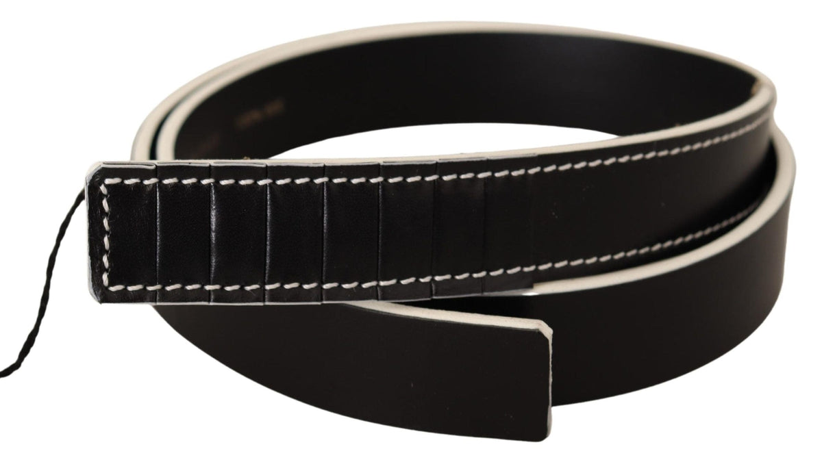 Ceinture de mode en cuir noir chic national avec accents blancs