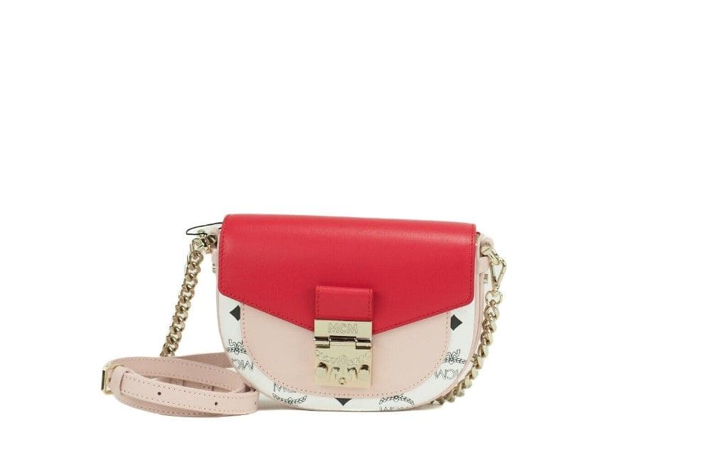 Bolso bandolera con cinturón de piel de visetos rojo Firefly Patricia Mini de MCM