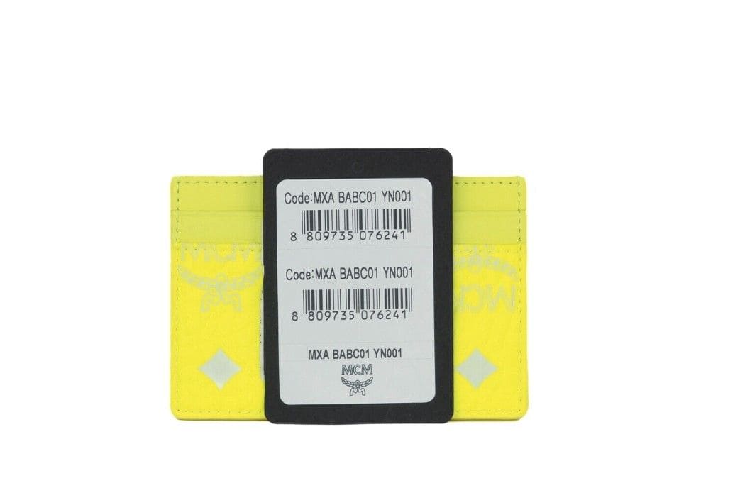 Portefeuille porte-cartes en cuir Visetos jaune fluo MCM Spectrum Diamond Mini