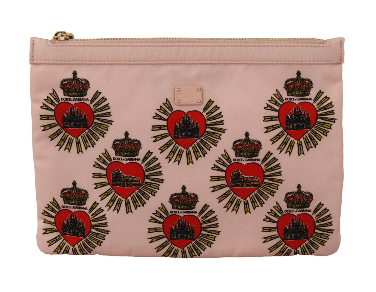 Portefeuille élégant à pochette en forme de cœur rose Dolce &amp; Gabbana