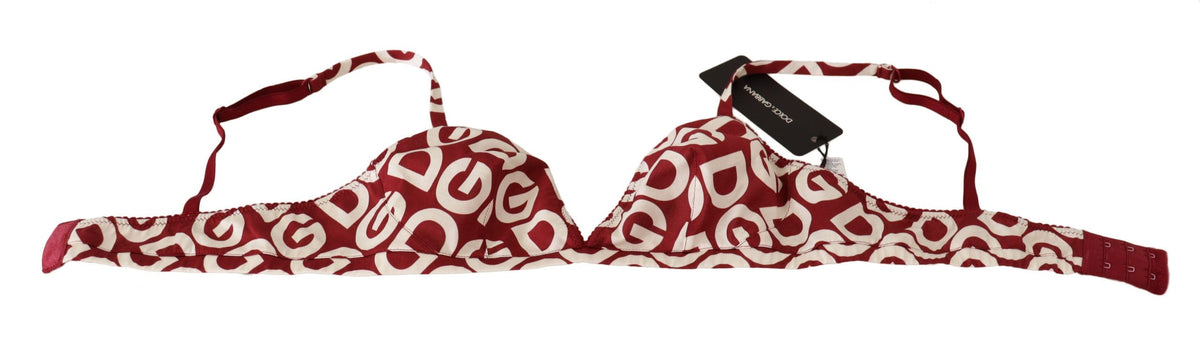 Soutien-gorge de créateur en coton rouge imprimé avec logo Dolce &amp; Gabbana