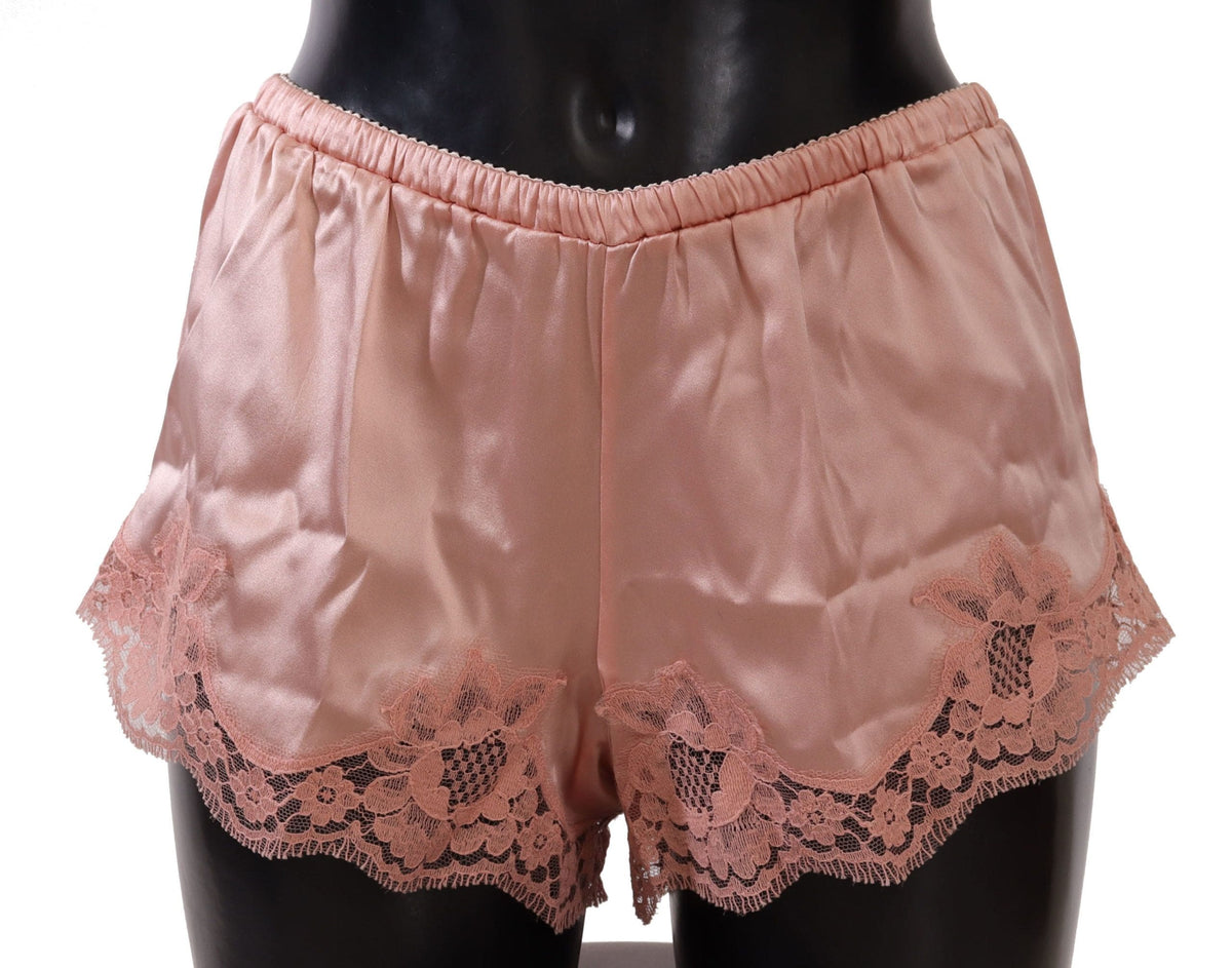 Dolce &amp; Gabbana - Short de lingerie élégant en dentelle de soie rose poudré