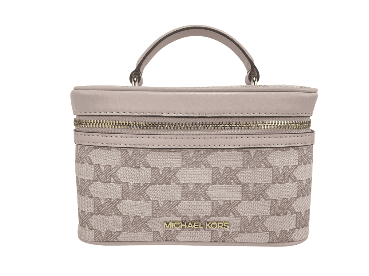 Sac à bandoulière zippé Jet Set Medium en toile jacquard de Michael Kors couleur blush poudré