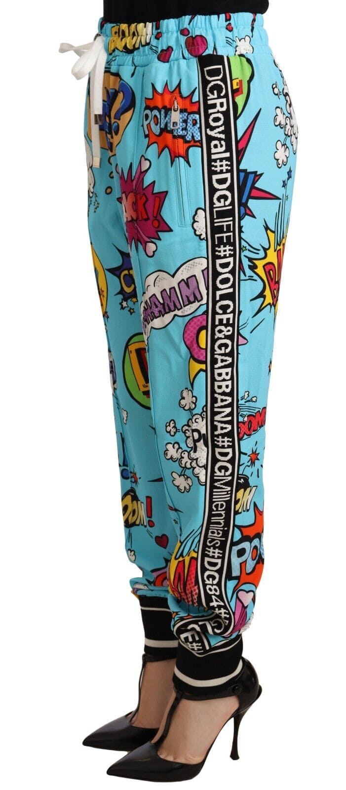 Pantalones deportivos de punto con estampado de dibujos animados elegantes de Dolce &amp; Gabbana