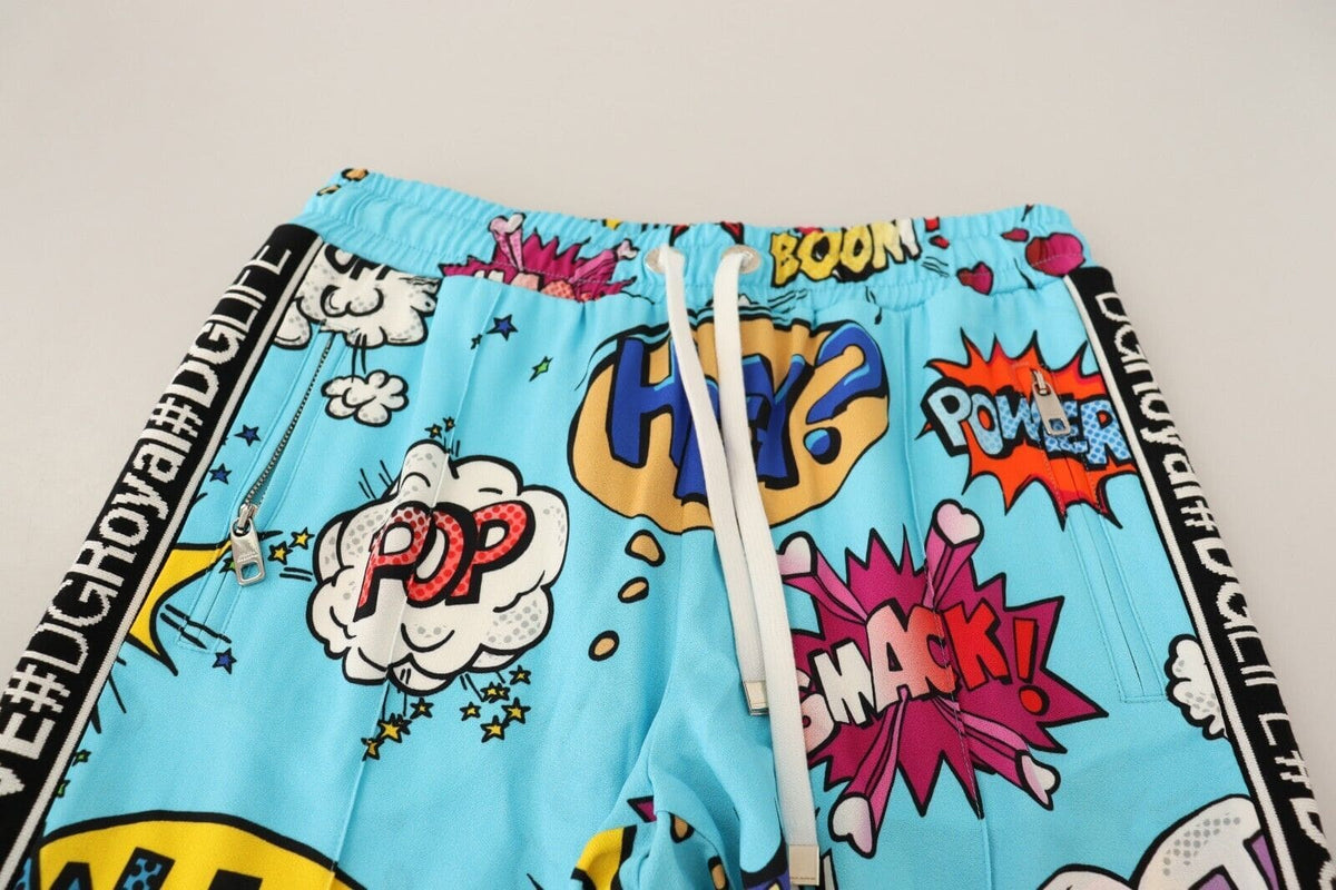 Pantalones deportivos de punto con estampado de dibujos animados elegantes de Dolce &amp; Gabbana