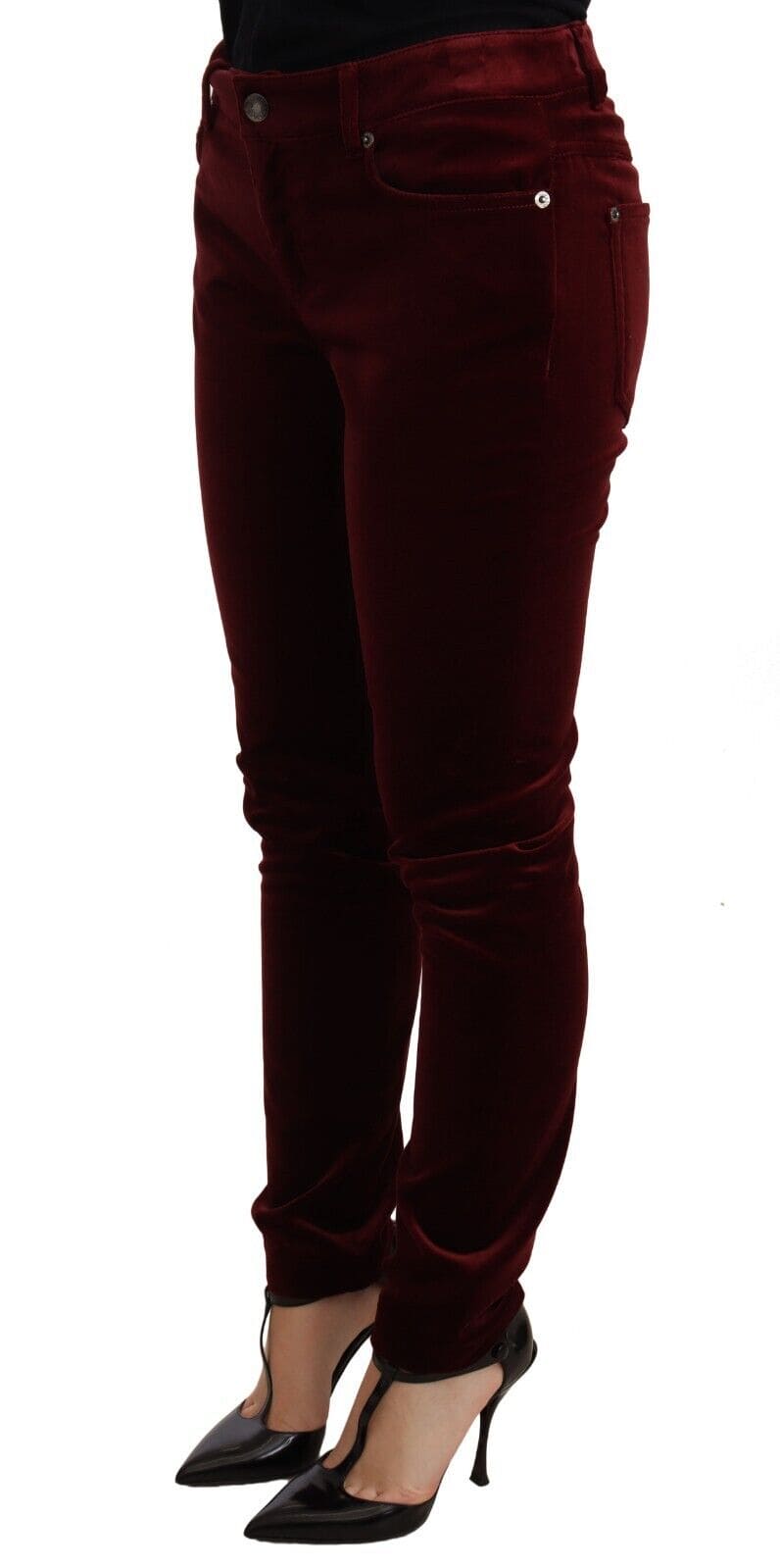 Pantalon skinny élégant en velours rouge Dolce &amp; Gabbana