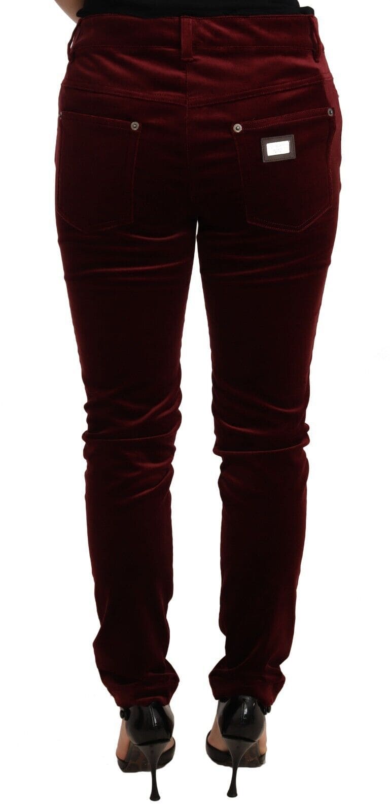 Pantalon skinny élégant en velours rouge Dolce &amp; Gabbana