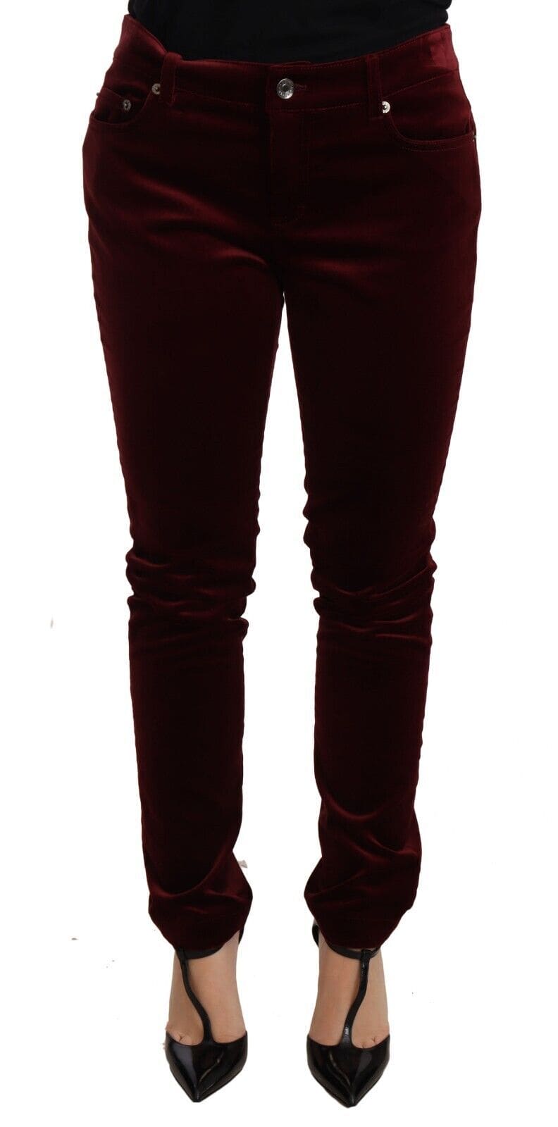 Pantalon skinny élégant en velours rouge Dolce &amp; Gabbana