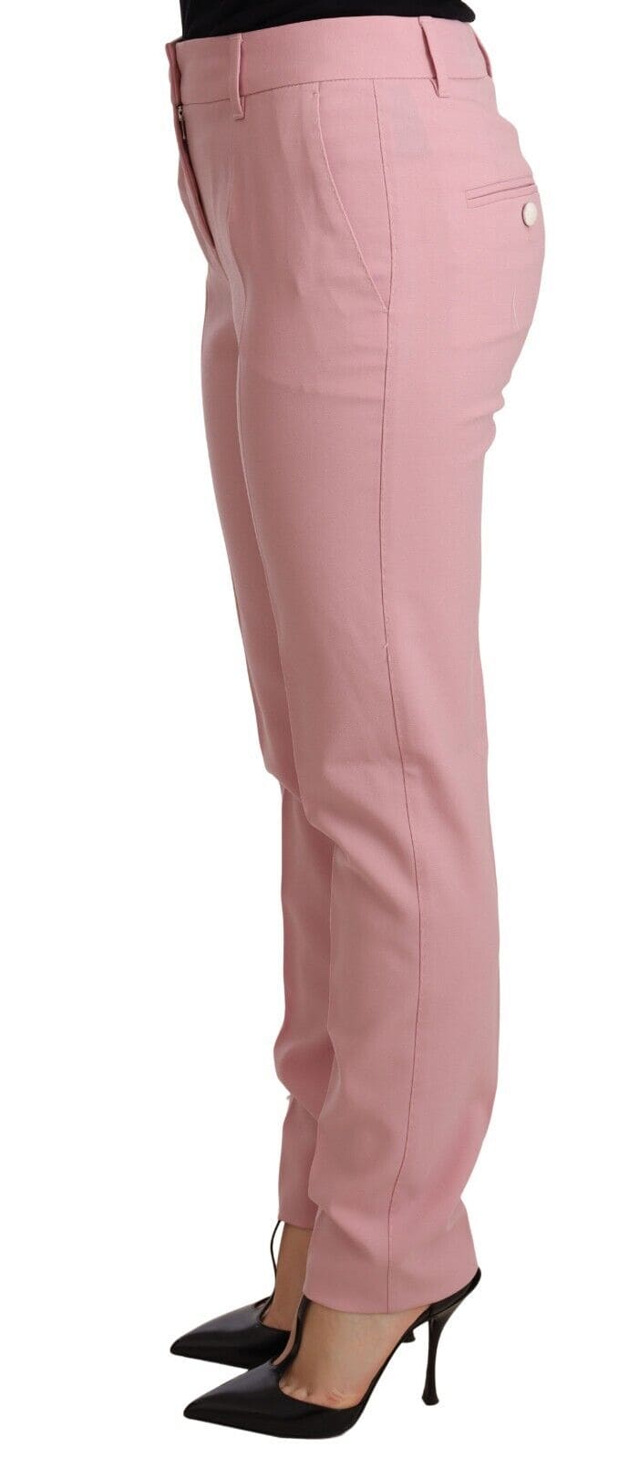 Pantalon fuselé en laine rose élégant Dolce &amp; Gabbana