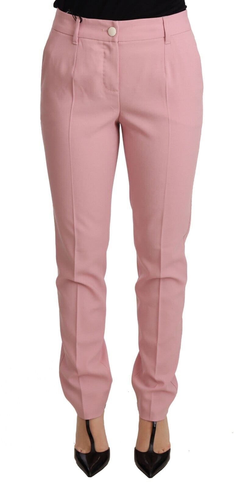 Pantalones elegantes de lana de corte cónico en color rosa de Dolce &amp; Gabbana