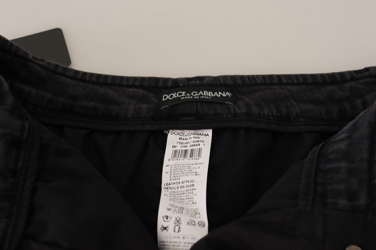 Elegante pantalón vaquero de pierna ancha con lavado gris de Dolce &amp; Gabbana