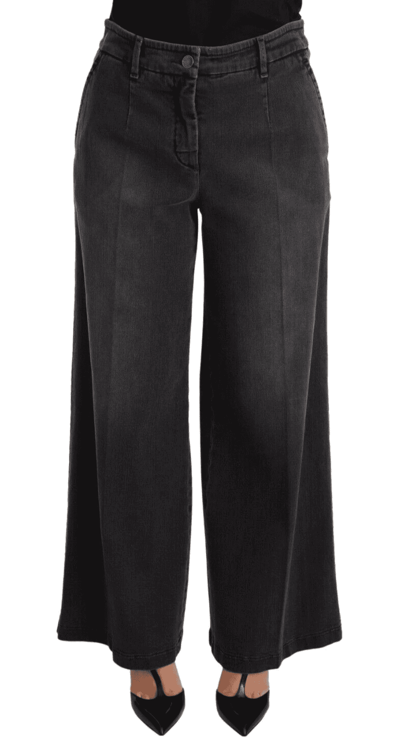 Elegante pantalón vaquero de pierna ancha con lavado gris de Dolce &amp; Gabbana