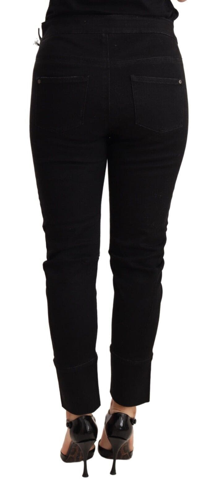 Pantalon skinny taille basse en coton noir chic Ermanno Scervino