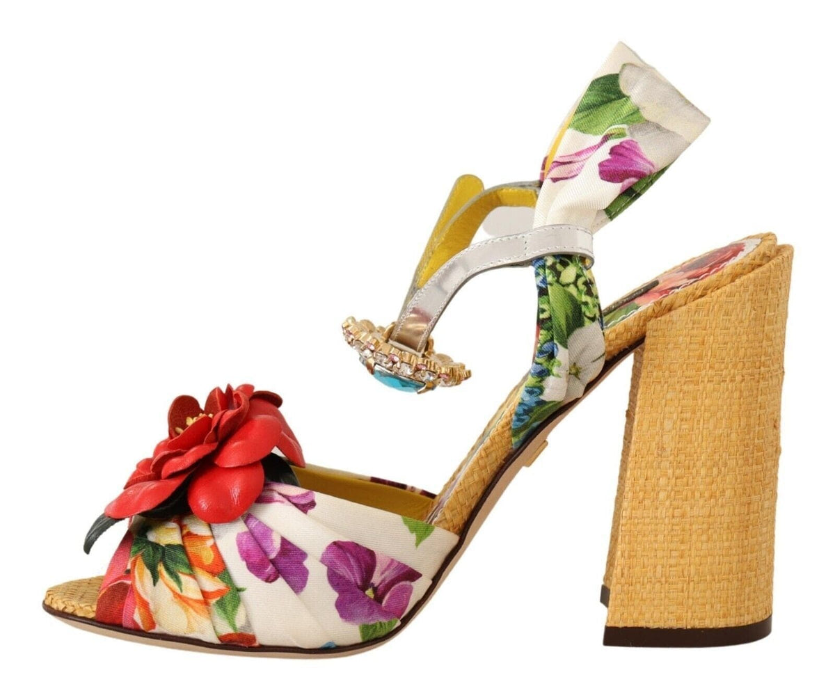 Sandalias de tacón con adornos de cristales multicolor de Dolce &amp; Gabbana