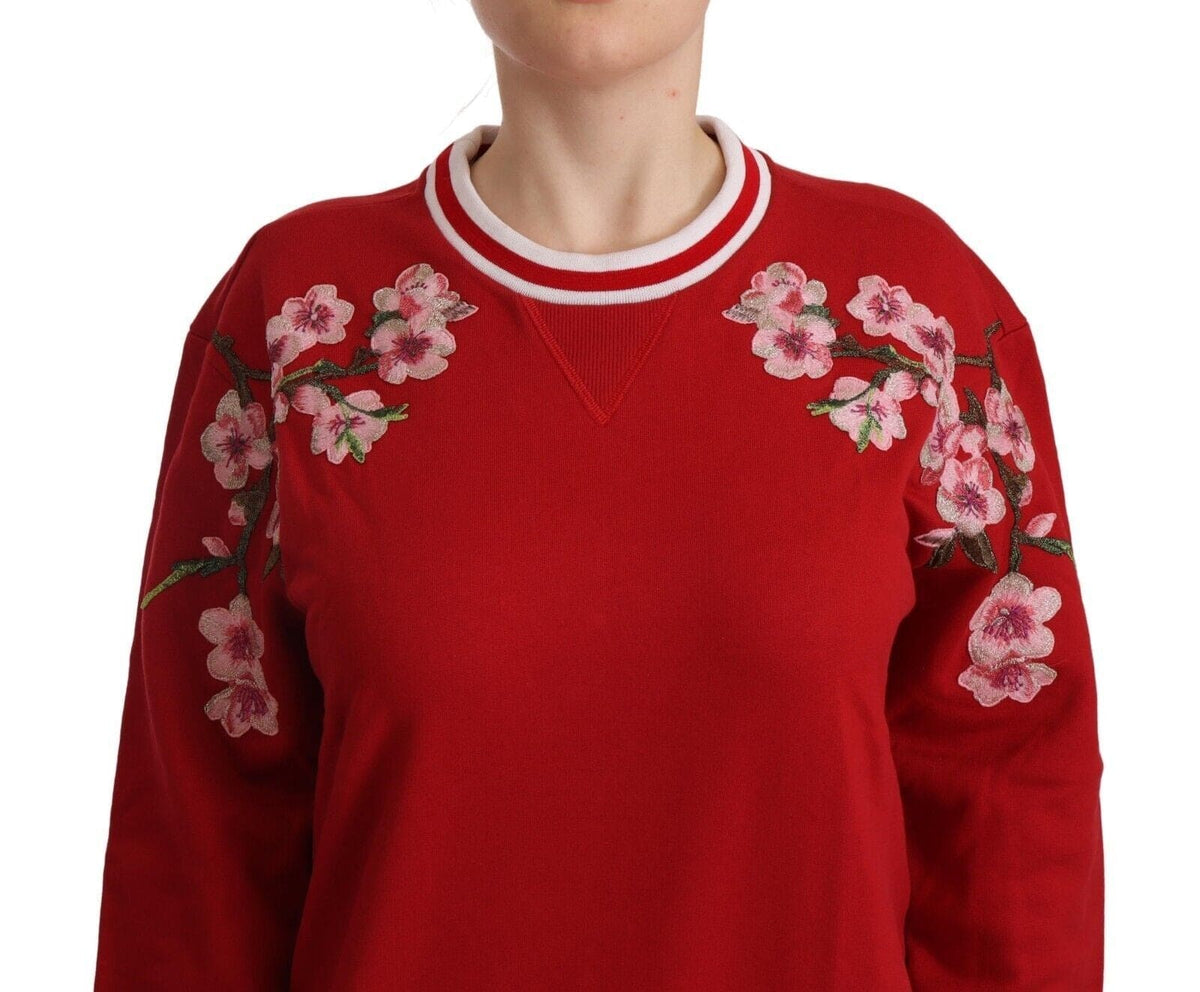 Pull ras du cou rouge élégant Dolce &amp; Gabbana à motif floral