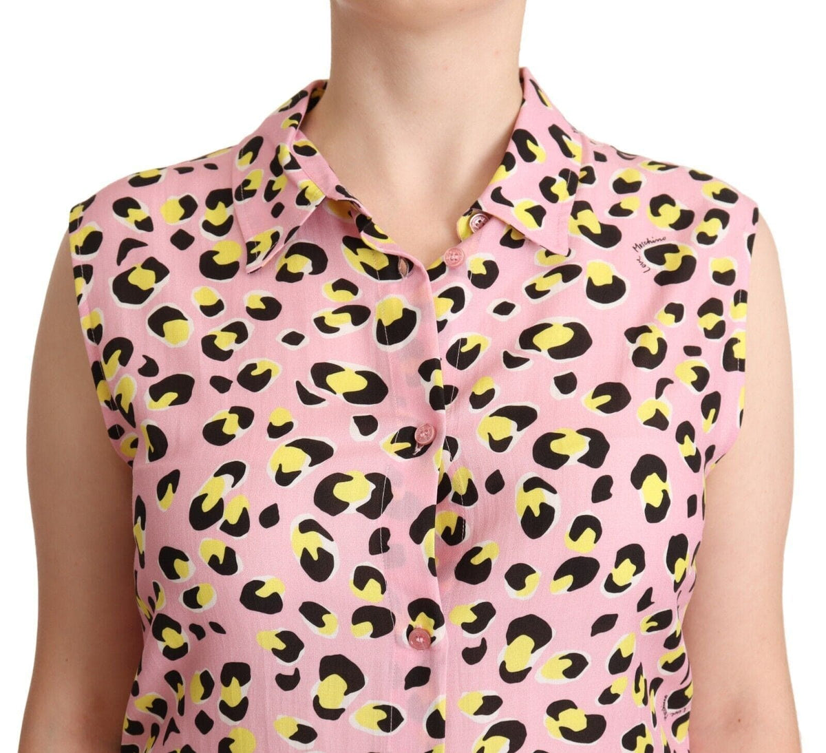 Top tipo polo sin mangas con estampado de leopardo de Love Moschino