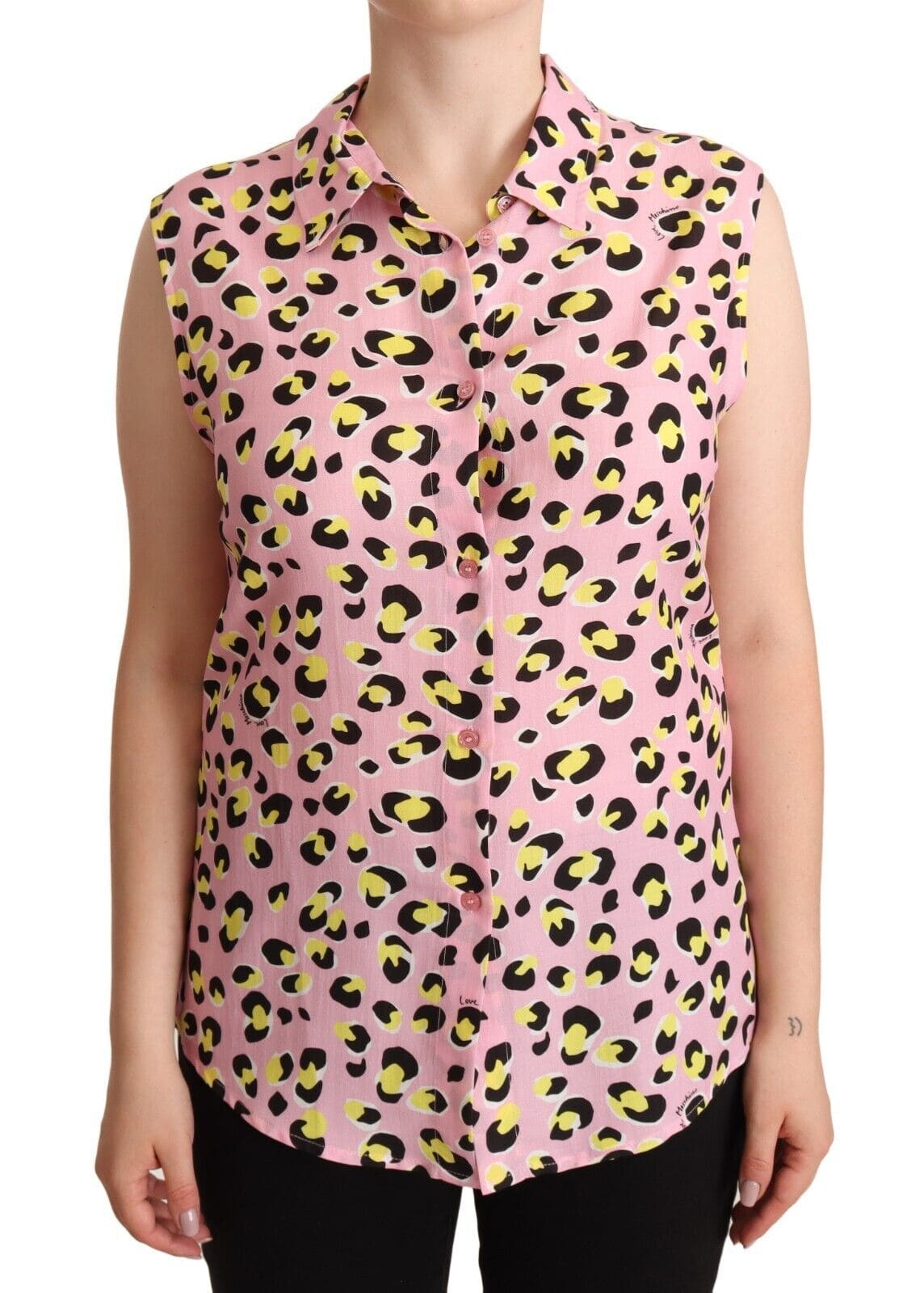 Top tipo polo sin mangas con estampado de leopardo de Love Moschino