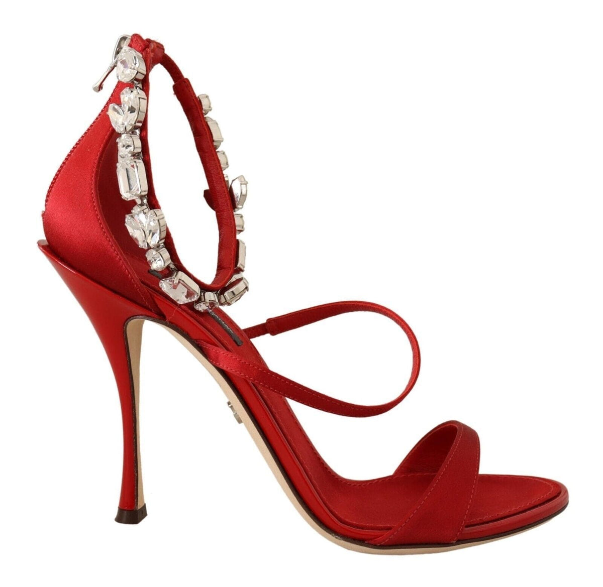 Sandalias de tacón con adornos de cristales en rojo de Dolce &amp; Gabbana