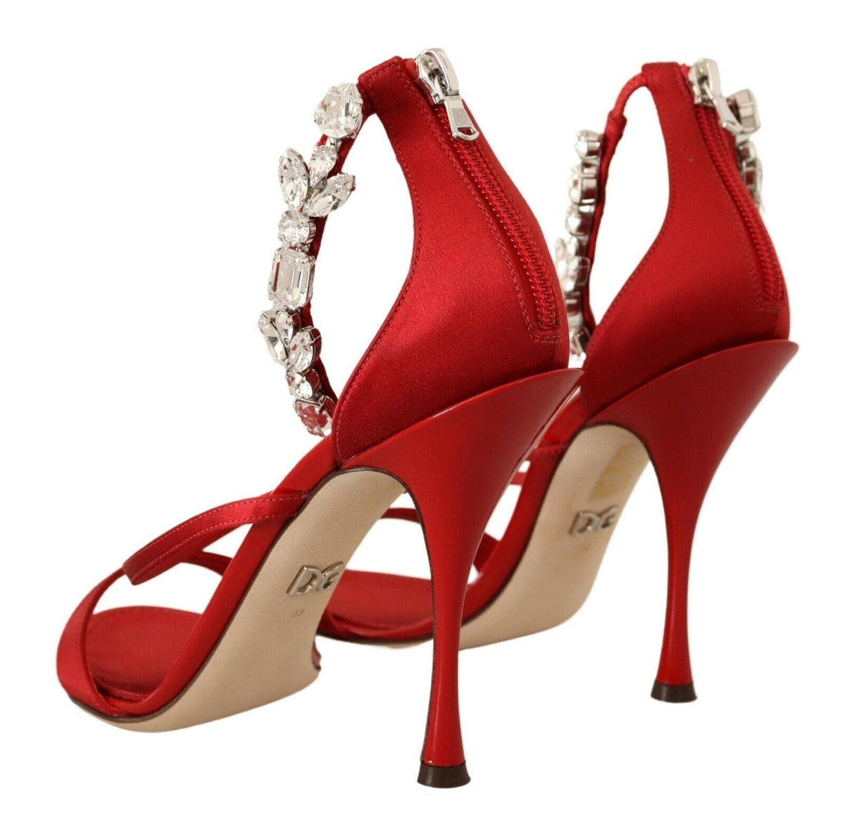 Sandales à talons ornées de cristaux rouges Dolce &amp; Gabbana