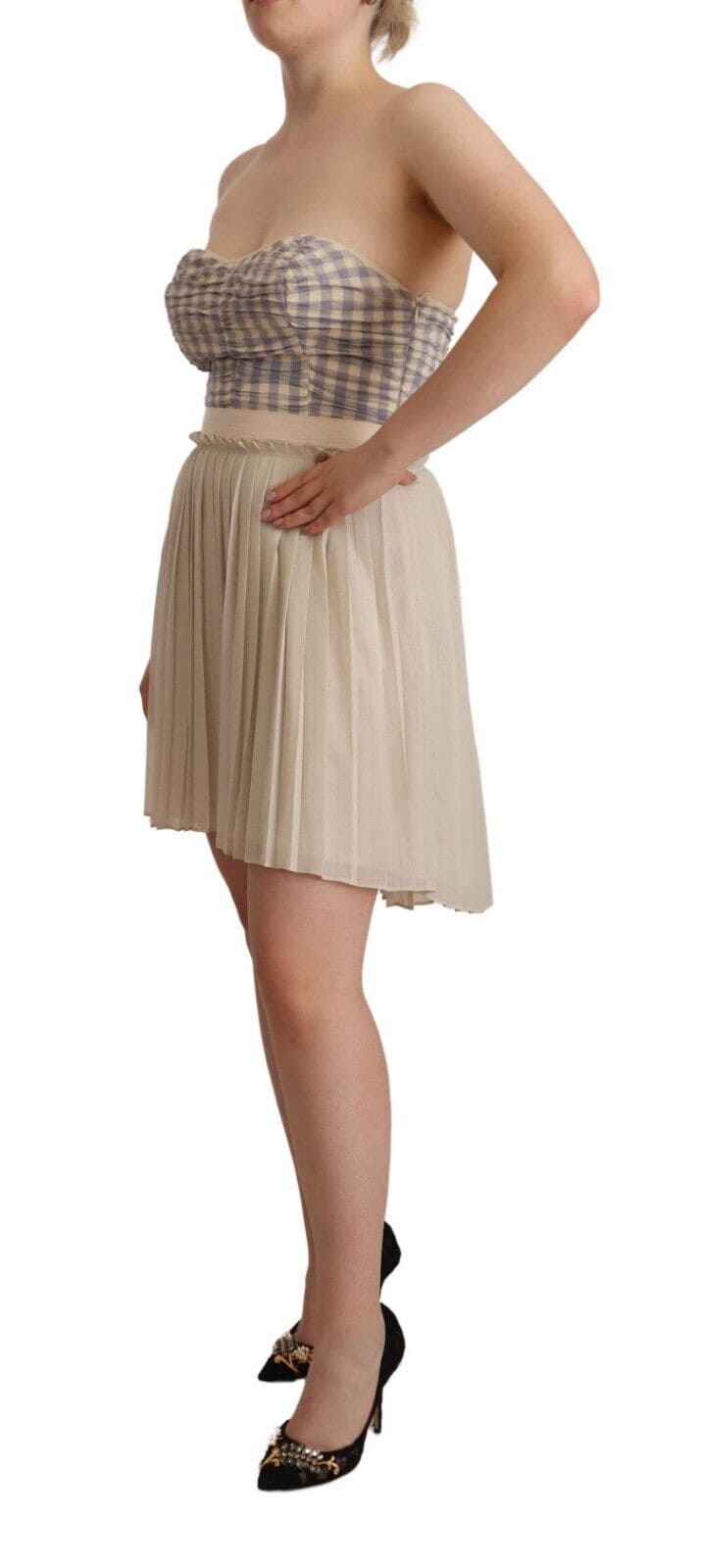 Vestido elegante beige sin tirantes estilo A de Guess