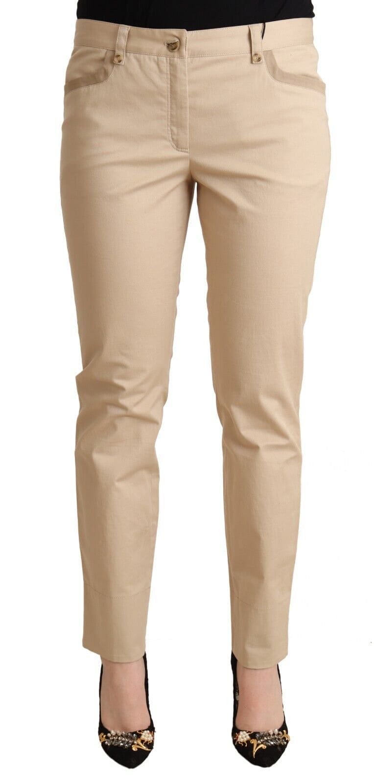 Pantalon skinny élégant en coton stretch beige Dolce &amp; Gabbana