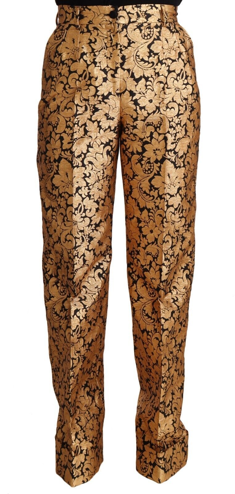 Pantalon taille haute élégant en jacquard fleuri Dolce &amp; Gabbana