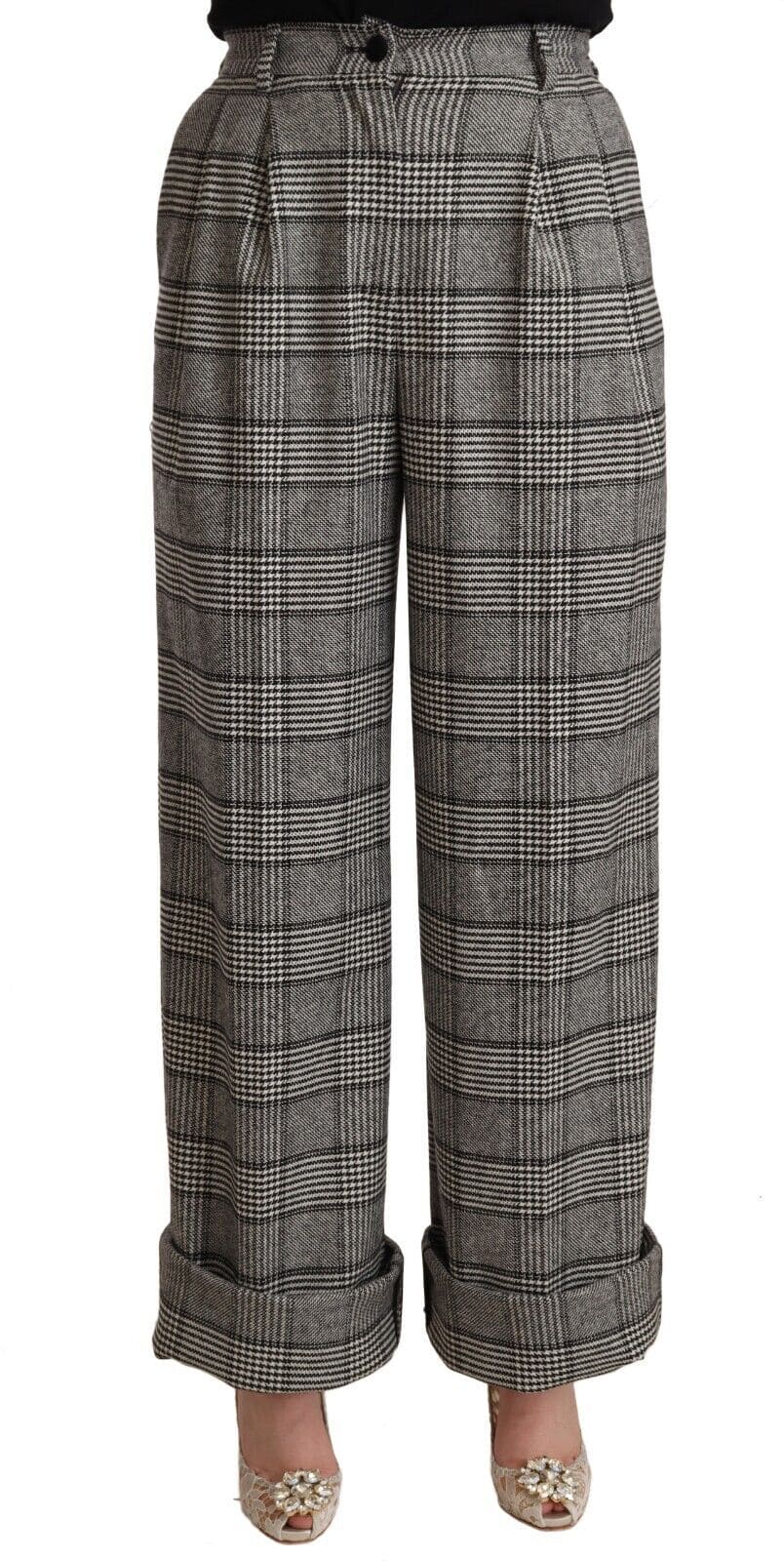 Pantalon droit taille haute élégant Dolce &amp; Gabbana en gris