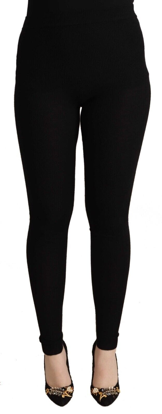 Pantalon collant taille haute en cachemire noir Dolce &amp; Gabbana