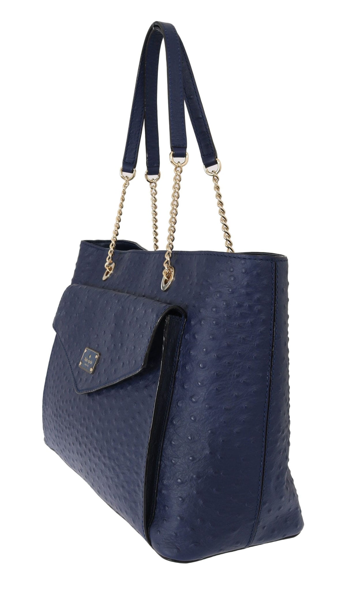 Elegante bolso de mano de piel de avestruz de Kate Spade en color azul