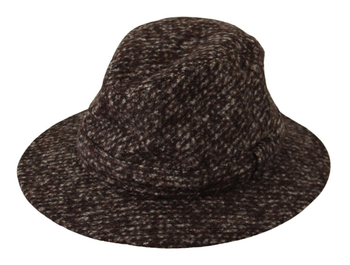 Elegante sombrero de ala ancha de tweed gris de Dolce &amp; Gabbana