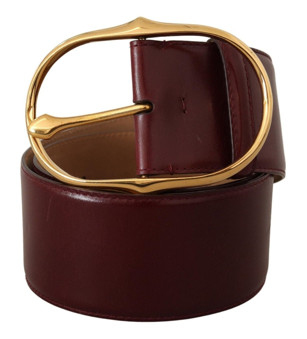 Ceinture élégante en cuir marron Dolce &amp; Gabbana avec boucle ovale dorée