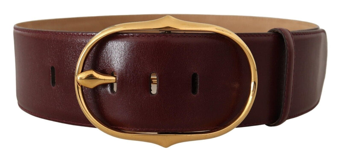 Ceinture élégante en cuir marron Dolce &amp; Gabbana avec boucle ovale dorée