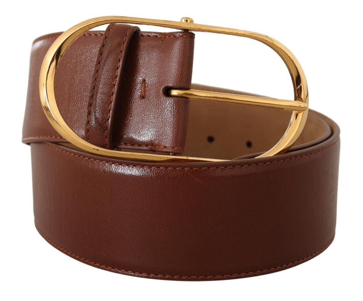 Ceinture élégante en cuir marron avec boucle dorée Dolce &amp; Gabbana