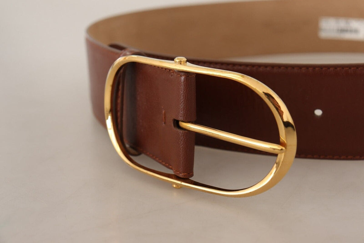 Ceinture élégante en cuir marron avec boucle dorée Dolce &amp; Gabbana