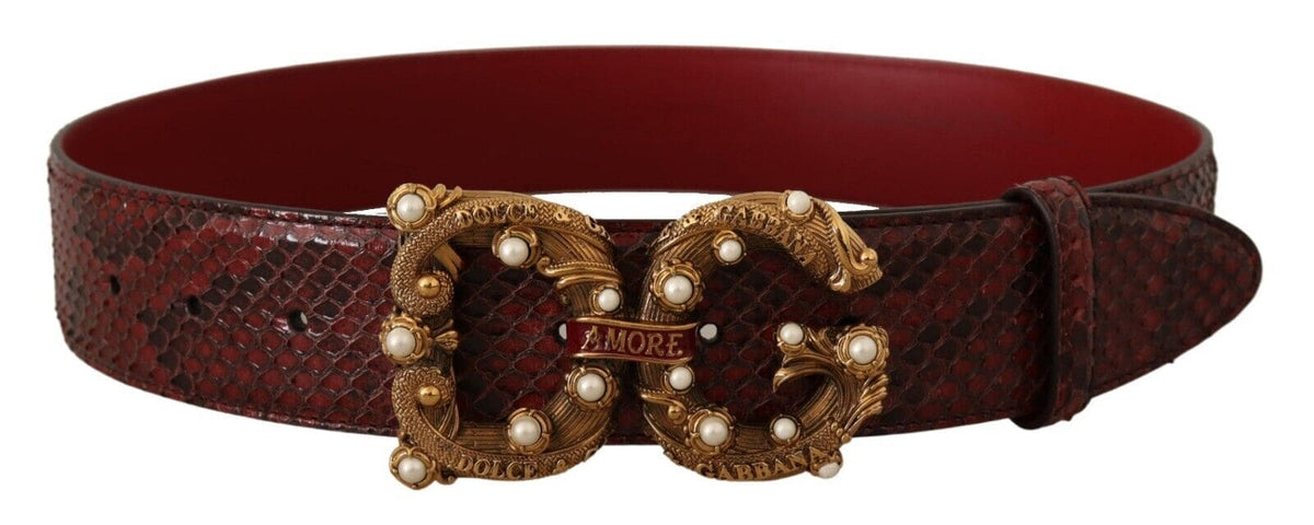 Ceinture en cuir de python exotique Dolce &amp; Gabbana avec boucle en laiton vintage