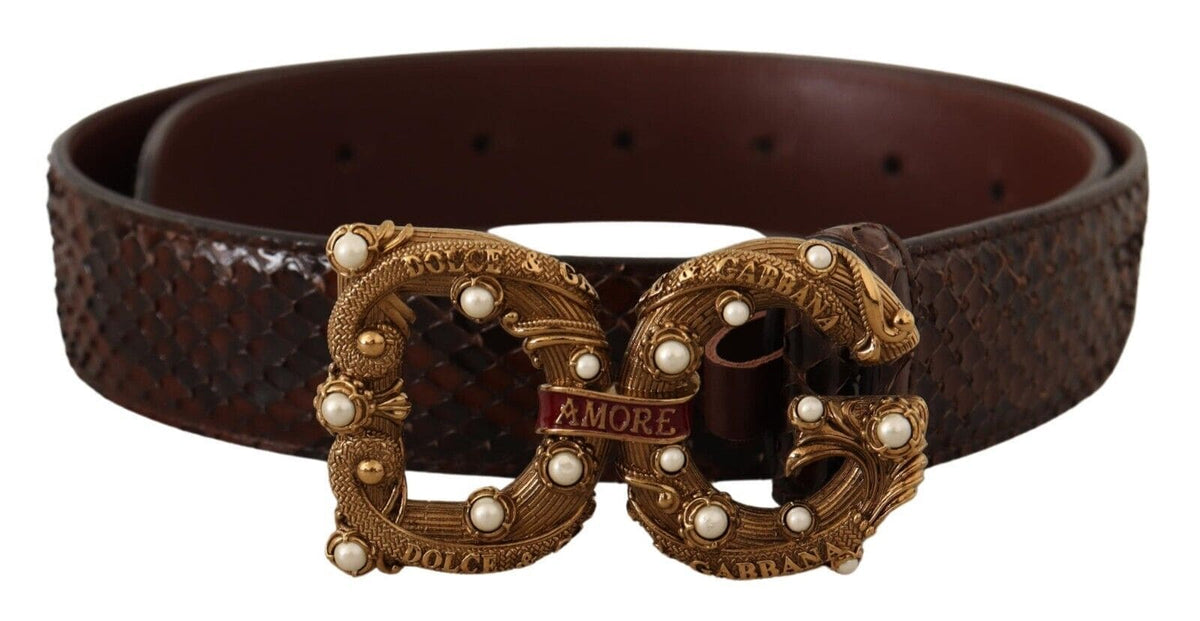 Ceinture élégante en cuir phyton avec boucle en perles Dolce &amp; Gabbana