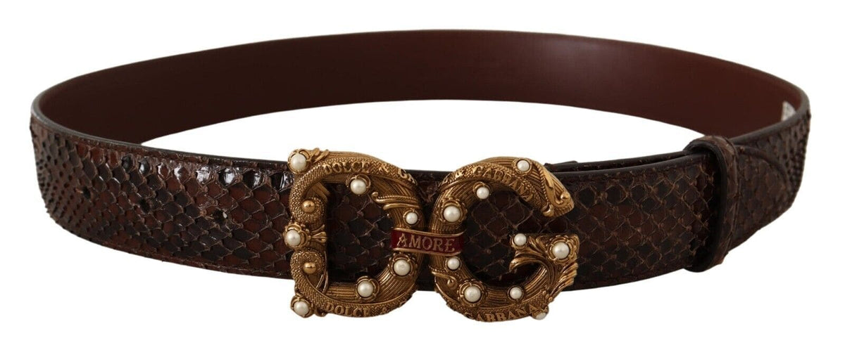 Ceinture élégante en cuir phyton avec boucle en perles Dolce &amp; Gabbana