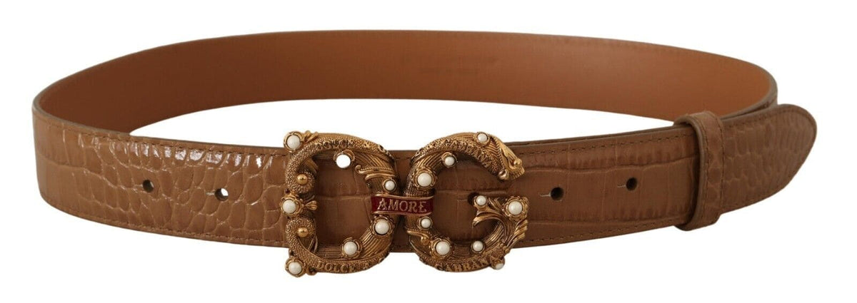 Ceinture Amore en cuir croco élégante avec perles Dolce &amp; Gabbana